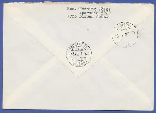 Portugal Frama-ATM 1981, R-Brief mit ATM 002 aus OA und Orts-O 25.1.83 