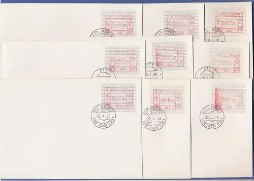 Portugal Frama-ATM Nr. 008, 009 und 010, je seltener Satz 32-60-260 auf FDC ! 