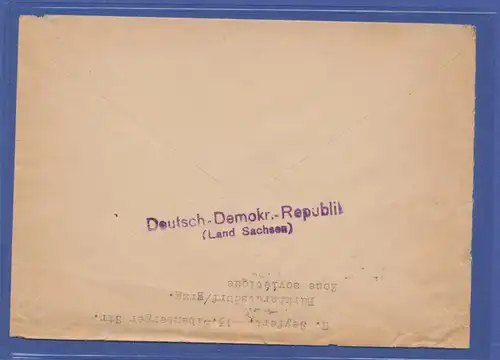 DDR 1950 Akademie 50Pfg als Einzelfrankatur auf Bf. von Chemnitz nach New York