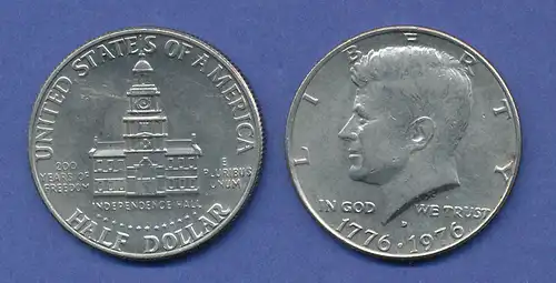 USA Kennedy 1/2 Dollar, 200 Jahre Unabhängigkeit 1776-1976, Kupfer-Nickel