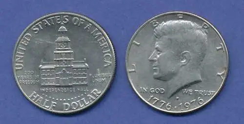 USA Kennedy 1/2 Dollar, 200 Jahre Unabhängigkeit 1776-1976, Kupfer-Nickel