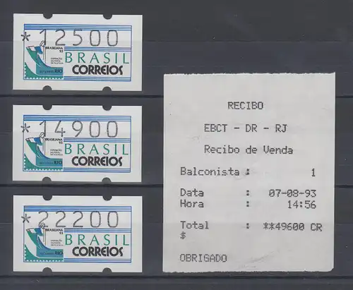 Brasilien ATM BRASILIANA'93, Mi.-Nr. 5,Satz 12500-14900-22200 ** AQ Balconista 1