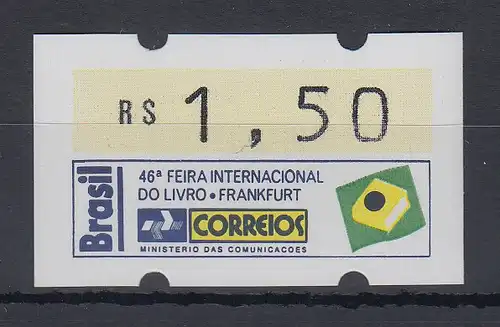 Brasilien ATM Frankfurter Buchmesse 1994 , Mi.-Nr. 6, Einzel-ATM 1,50 RS **