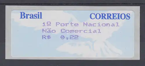 Brasilien ATM Taube, Mi.-Nr. 7, 3-stelliger Werteindruck, Einzelwert 0,22 R$ **