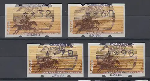 Portugal Klüssendorf ATM Postreiter Satz 32-60-70-95 mit ET-O 5.9.1990