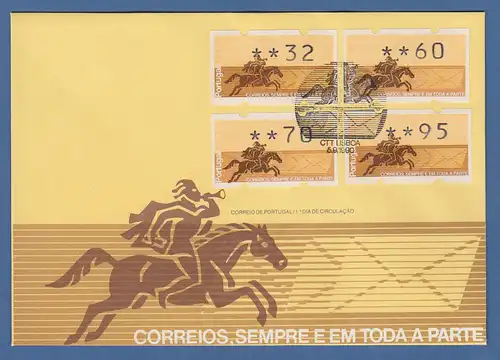 Portugal Klüssendorf ATM Postreiter offizieller FDC mit Satz 32-60-70-95  