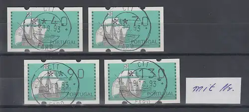 Portugal Klüssendorf ATM Segelschiff Nau Satz 40-70-90-130 mit ET-Tagesstempel