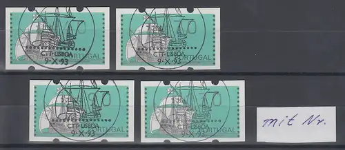 Portugal Klüssendorf ATM Segelschiff Nau Satz 40-70-90-130 ET-O mit Zählnummer