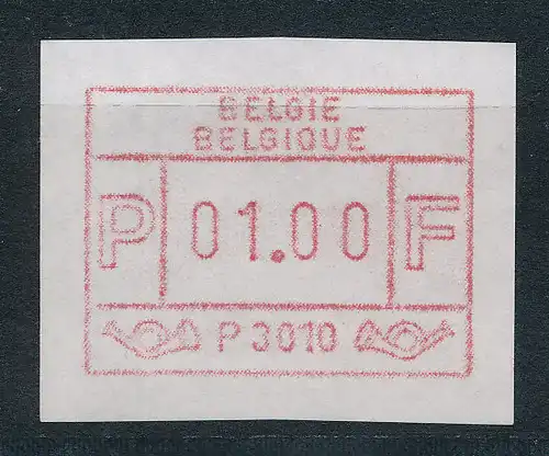Belgien FRAMA ATM P3010 aus OA (selten),  x-Papier, Kleinwert 1,00 Bfr. **