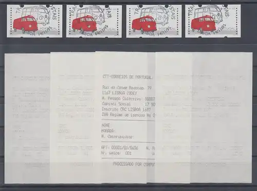 Portugal Klüssendorf ATM VW-Bus, Satz 40-75-95-135 mit ET-O und 4 ET-Quittungen