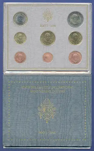 Vatikan Euro-Kursmünzensatz 2006, 8 Münzen im Folder, Papst Benedikt XVI.