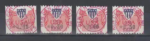 USA PMC Gard-Klüssendorf ATM, Satz 4 Werte 0,19 - 0,50 $ mit Ersttagsstempel