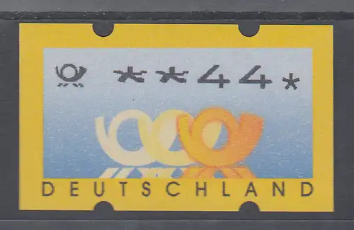 Deutschland ATM 3 Posthörner, DM-Währung, WERTFEHLDRUCK **44 postfrisch 