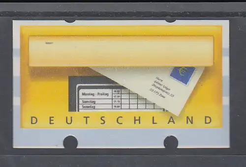 Deutschland ATM Briefkasten, Leerfeld mit grauem Strich oben links. 