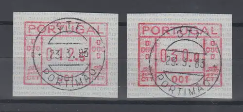 Portugal Frama-ATM  2.Papier Aut.-Nr. 001, Tastensatz 2 Werte 12,5 / 30,0 O