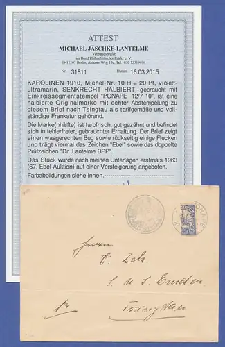 Deutsche Kolonien Karolinen Ponape-Provisorium auf Brief, mit BPP-Fotoattest 