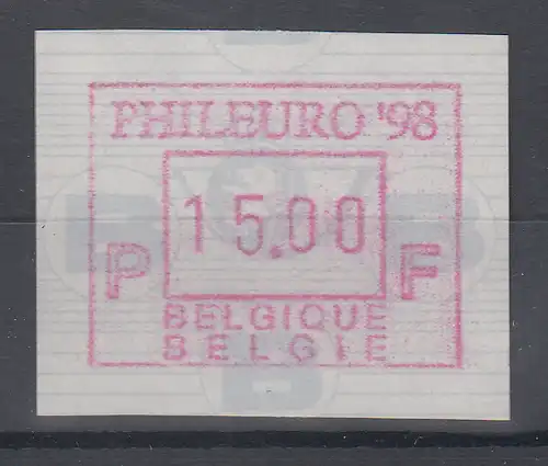Belgien FRAMA-ATM Sonderausgabe PHILEURO `98** 