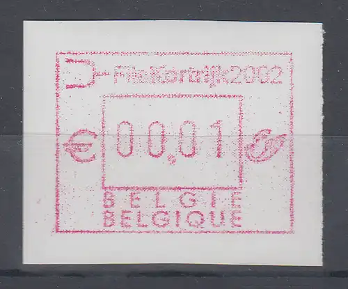 Belgien FRAMA-ATM Sonderausgabe FILA KORTRIJK 2002, weißes Sicherheitspapier ** 