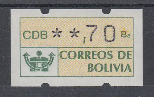 Bolivien Klüssendorf ATM **,70 postfrisch, Mi.-Nr. 1