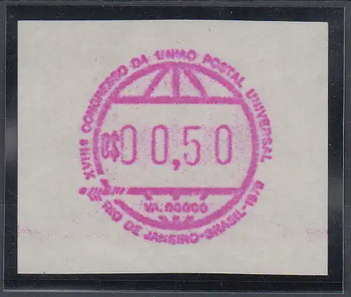 Brasilien FRAMA Sonder-ATM UPU-Kongress 1979, Wertstufe 00,50 Cr$ **, Mi.-Nr. 1