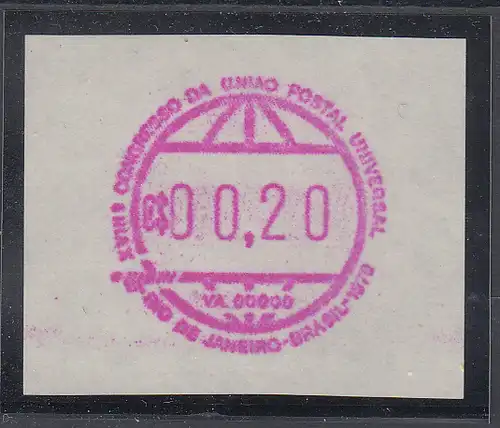 Brasilien FRAMA Sonder-ATM UPU-Kongress 1979, Wertstufe 00,20 Cr$ **, Mi.-Nr. 1