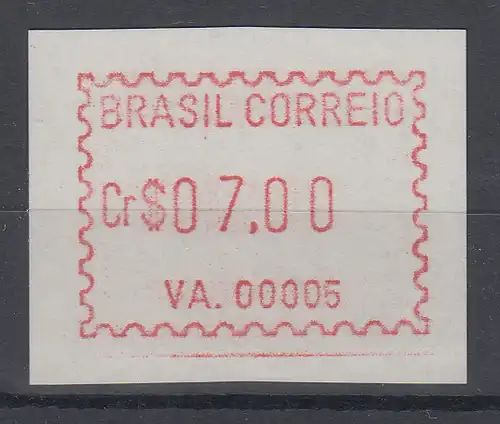 Brasilien FRAMA-ATM VA.00005, Wert 07,00 Cr$, von VS ** 