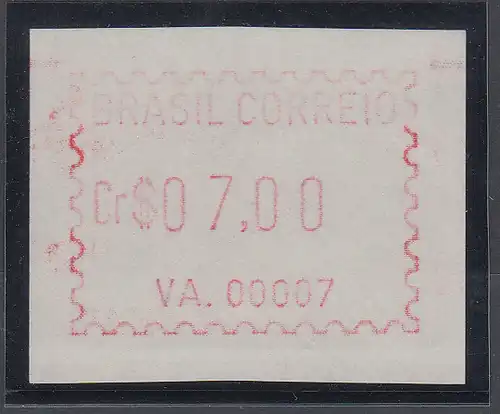 Brasilien FRAMA-ATM VA.00007, Wert 07,00 Cr$, von VS ** 