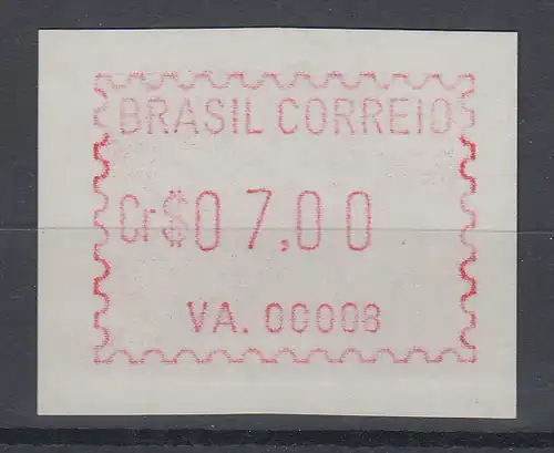 Brasilien FRAMA-ATM VA.00008, Wert 07,00 Cr$, von VS ** 