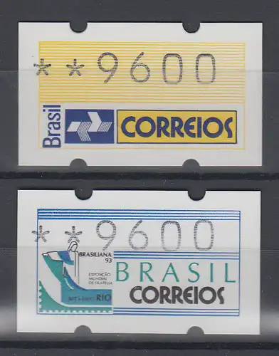 Brasilien Klüssendorf-ATM Postemblem / BRASILIANA'93,  Mi.-Nr. 4 und 5 **