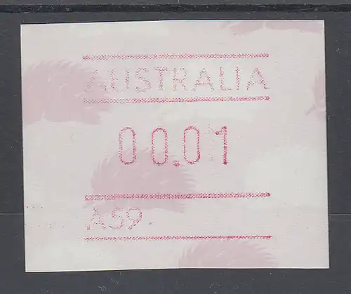 Australien Frama-ATM 4. Ausgabe 1987 Ameisenigel, Fehlverwendung mit A-Nummer **