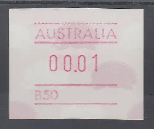 Australien Frama-ATM 4. Ausgabe 1987 Ameisenigel, Fehlverwendung mit B-Nummer **