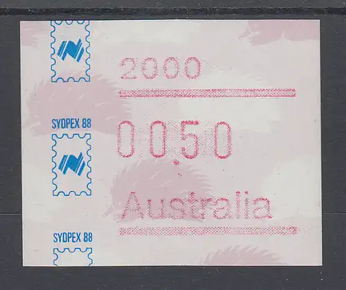 Australien Frama-ATM Ameisenigel, Sonderausgabe SYDPEX `88 ** aus OA 