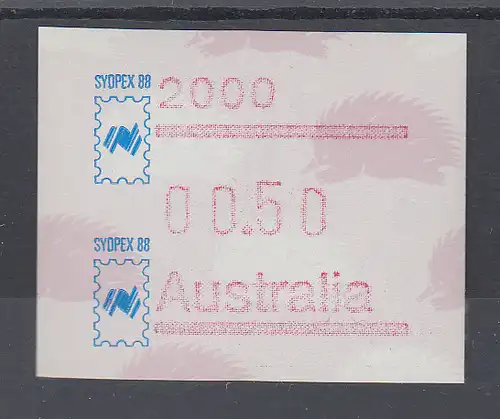Australien Frama-ATM Ameisenigel, Sonderausgabe SYDPEX `88 ** von VS