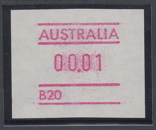Australien Frama-ATM mit Automatennummer B20, Besonderheit weißes Papier **