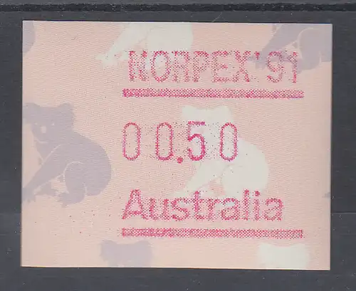 Australien Frama-ATM Koala, Sonderausgabe NORPEX `91 **