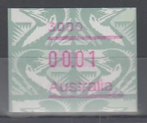 Australien Frama-ATM Emu grün mit Postcode 3000 **
