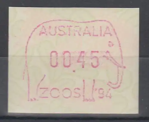 Australien Frama-ATM Waratah-Blume Sonderausgabe ZOOS `94 Elefant **