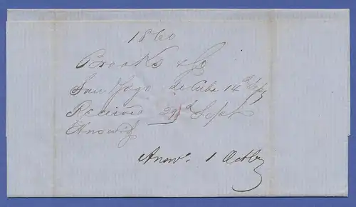 USA, 1860 Brief von San Jago de Cuba gelaufen nach New York, O STEAMSHIP 10