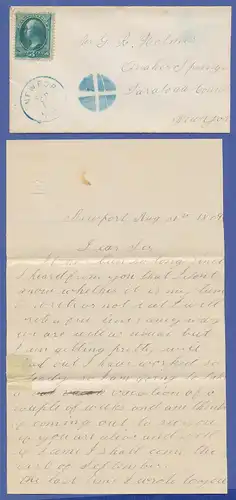 USA, 1879, Brief mit stummem Stempel Newport N.H. gelaufen nach New York
