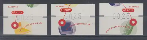 Dänemark 2001 FRAMA-ATM Kommunikation, Set 3 ATM **  Mi.-Nr. 14-16