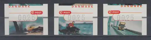 Dänemark 2002 FRAMA-ATM Post-Transportfahrzeuge, Set 3 ATM **  Mi.-Nr. 17-19