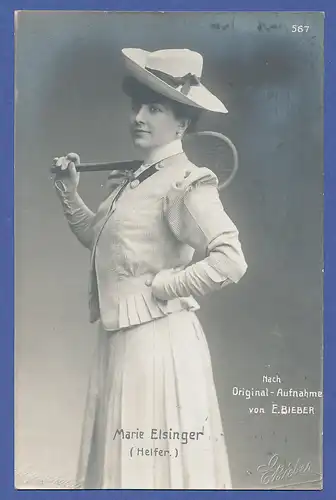 AK Marie Elsinger (Aufnahme E. Bieber) Silvester 1907 echt gelaufen in Hamburg