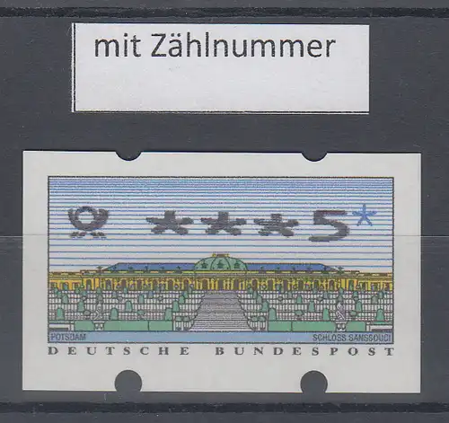 Deutschland ATM Sanssouci, Druck N24, Mi.-Nr. 2.2.3, Wert ***5  mit senkr. ZN
