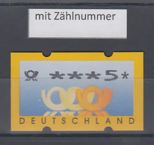 Deutschland ATM 3 Posthörner, DM-Währung mit Posthorn, Mi.-Nr. 3.2 ** mit Zähln.