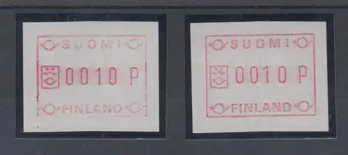 Finnland 1982 FRAMA-ATM Mi.-Nr. 1, weißes Test-Papier, schmale und breite Zahlen