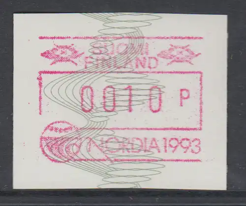 Finnland FRAMA-ATM Wellenlinien und Spiralen grün, NORDIA 1993, Mi.-Nr. 16