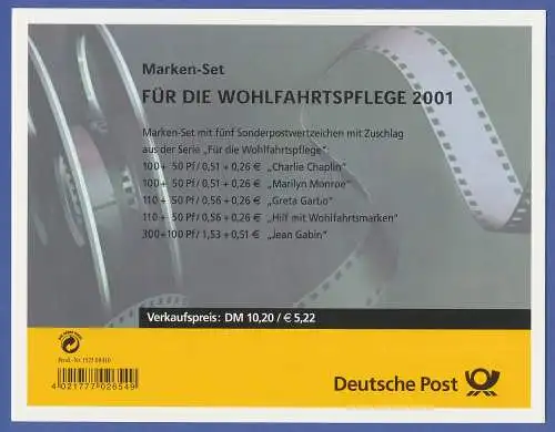 Bundesrepublik Filmschauspieler-Markenheft 2001 mit Mi.-Nr. 2218-2222 C MH 46 **