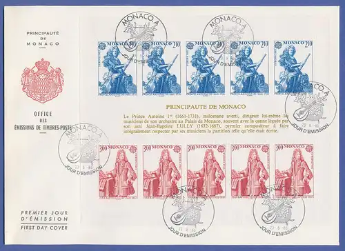Monaco 1985, Europa-CEPT Jahr der Musik Block 28 auf FDC  