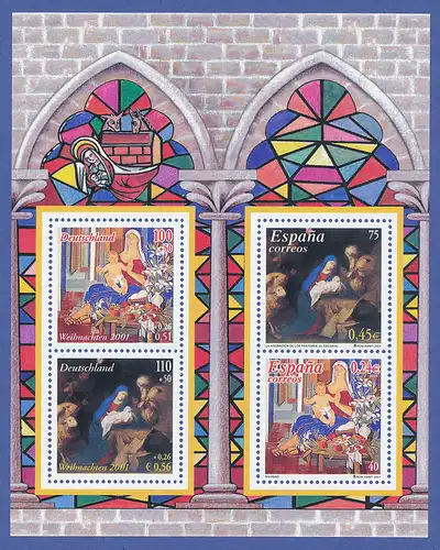 Deutschland-Spanien 2001 Blockausgabe Weihnachten **