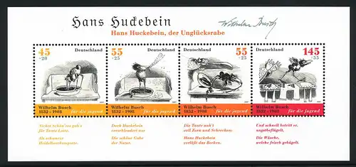 Deutschland 2007 Blockausgabe Wilhelm Busch Unglücksrabe "Hans Huckebein"  **